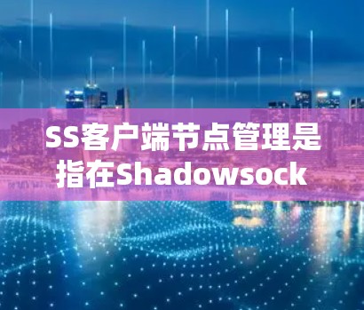SS客户端节点管理是指在Shadowsocks(SS)客户端中对节点进行的各种操作,包括添加、删除、修改节点配置、监控节点状态、性能优化、节点更新以及权限管理等。以下是对这些方面的详细分步说明 SS客户端节点管理是指在Shadowsocks(SS)客户端中对节点进行的各种操作,包括添加、删除、修改节点配置、监控节点状态、性能优化、节点更新以及权限管理等。以下是对这些方面的详细分步说明